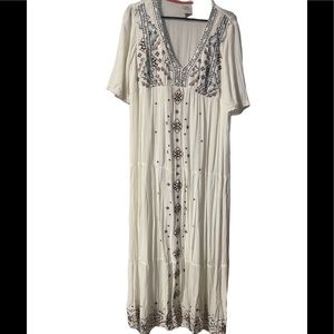 Embroidered floor length summer dress